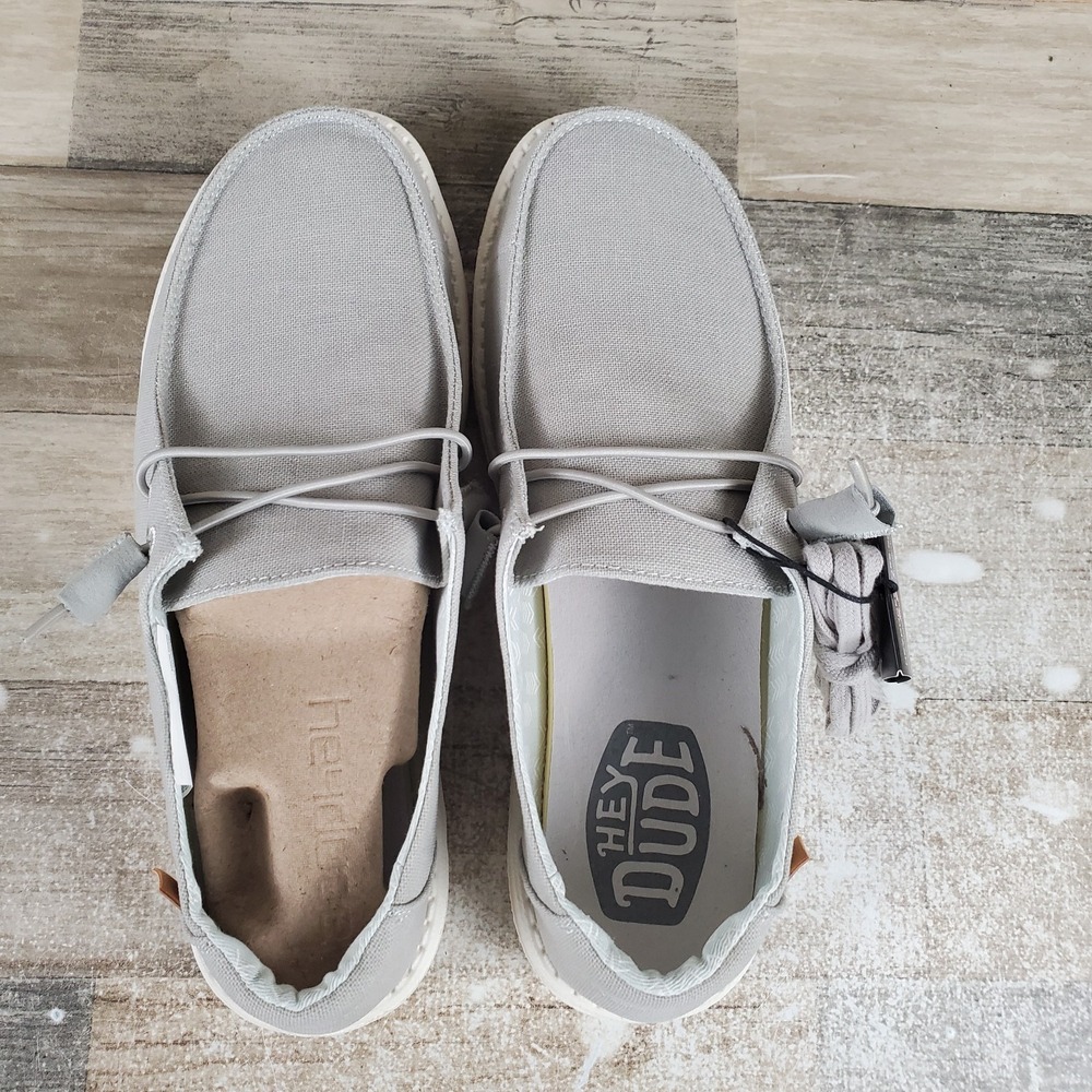 Hey Dude Wendy Womens Slip On Loafers Sz 10 Chambray Canvas Shoes - Picture 4 of 12